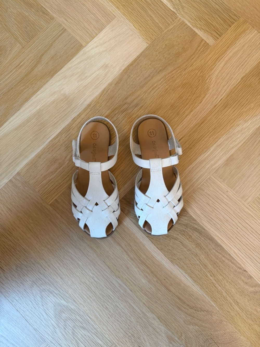 Cat & Jack White Woven Strap Little Girl's Sandals size 11